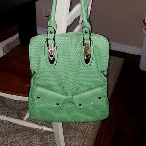 Like New Womens Large Green Pocket Handbag Shoulder Bag 16"X14"